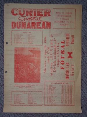 Program meci Dunarea CSU Galati- Petrolul Ploiesti, 4 Apr 1984 foto