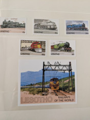 lesotho - Timbre trenuri, locomotive, cai ferate, nestampilate MNH foto