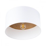 Lustră De Tavan Telesto Alb/Maro Deschis, Din Țesătură/Lemn/Otel, Cu 1 Bec Oval Scandinav De Interio