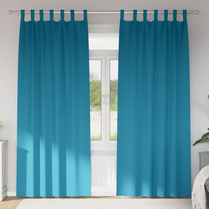 Perdele cu perdele 2 pcs Turcoaz 245 x 140 cm Poliester