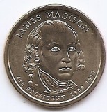 Statele Unite (SUA) 1 Dolar 2007 D - (Presidential Dollars: 4. Madison) KM-404 UNC !!!, America de Nord