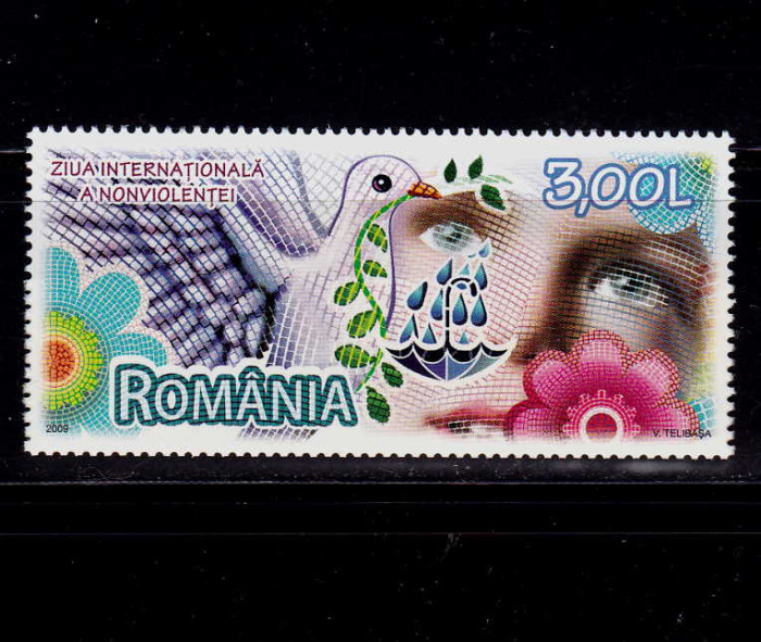 ✅RO 2009 LP 1847 &quot;Ziua Inter. a Nonviolentei&quot; , serie , MNH