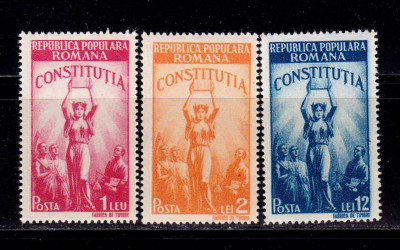 RO 1948 LP 232 &amp;quot;Constitutia RPR &amp;quot;, serie , posibile mici cute ,MNH foto