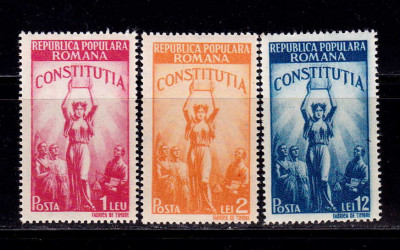 RO 1948 LP 232 &amp;quot;Constitutia RPR &amp;quot;, serie , MNH foto