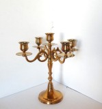 Sfesnic candelabra 5 focuri, bronz turnat si prelucrat, placat cu aur, cca. 1930-1940 - marcaj Scandia Malm, Suedia