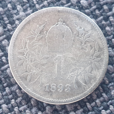 Austria 1 Corona /Korona 1893 argint Franz Joseph foto