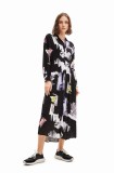 Desigual rochie culoarea negru, midi, dreaptă