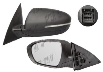 Oglinda exterioara Kia Optima (Jf), 10.2015-, Kia Optima (Tf), 06.2010- , partea Stanga, culoare sticla crom , sticla convexa, cu carcasa neagra, cu foto