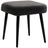 HOMCOM Taburet, suport pentru picioare, scaun captusit, aspect casmir, picioare din otel, 42 x 42 x 47 cm, Gri inchis | Aosom Romania