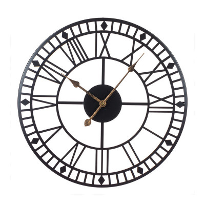 Ceas de Perete Metalic &amp;ndash; Design Vintage cu Cifre Romane si Indicatoare Bronz, 60 cm foto