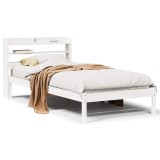 Cumpara ieftin Cadru de pat fara saltea, alb, 75x190 cm, lemn masiv de pin