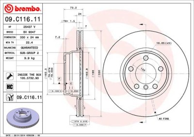 BREMBO 09.C116.11 PRIME LINE - UV Coated Disc frana foto