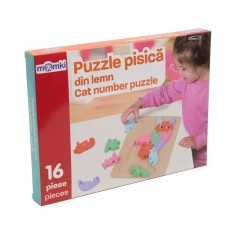 PUZZLE DIN LEMN, PISICA, 16 PIESE, MOMKI