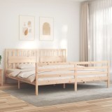 VidaXL Cadru pat cu tăblie 200x200 cm, lemn masiv de pin