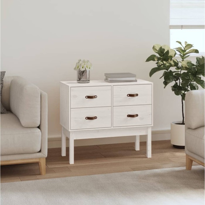 Dulap consolă, Alb, 90x40x78 cm, lemn masiv de pin