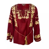 Cumpara ieftin Bluza Rosie cu Motiv Floral Auriu - BMG181