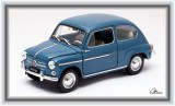 Macheta 1960 Fiat 600d 1:24 replica metal Albastru
