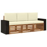 vidaXL Seturi de canapele cu pernă 3 pcs Lemn Solid de Acacia 3383971