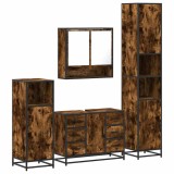 Cumpara ieftin Set de mobilier de baie 4 piese Lemn prelucrat de stejar afumat