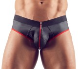 Bikini Jock cu Fermoar, Negru/Rosu, L