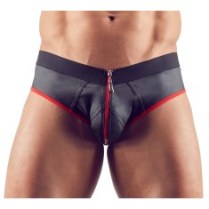 Bikini Jock cu Fermoar, Negru/Rosu, M
