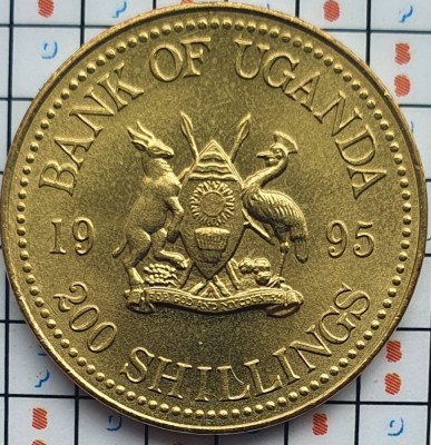 Uganda 200 shillings 1995 UNC - FAO - tiraj 20.000 - km 148 - A022 foto
