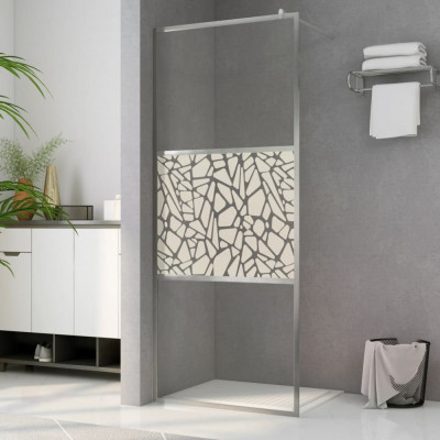 vidaXL Paravan de duș walk-in, 140 x 195 cm, sticlă ESG, model piatră foto