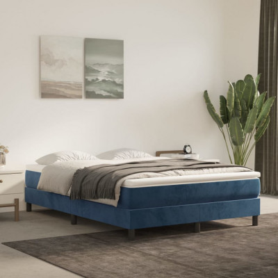 vidaXL Saltea de pat cu arcuri, albastru &amp;icirc;nchis, 140x200x20cm, catifea foto