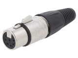 Conector XLR mufă mamă 7 pini drept pe cablu lipire argintat, CLIFF