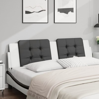 vidaXL Pernă pentru tăblie pat, negru și alb, 180cm, piele artificială 374879 foto