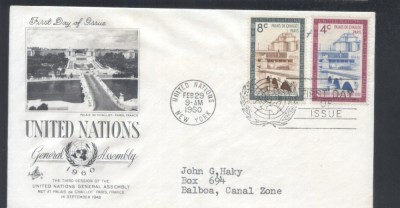 UN New York 1960 UNO palace Paris Mi.84-85 FDC UN.193 foto