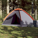 Cort de camping pentru 4 persoane, gri portocaliu, impermeabil