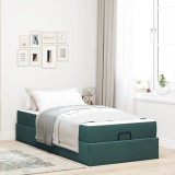 vidaXL Cadru de pat cu saltea Verde &icirc;nchis 100 x 200 cm Catifea