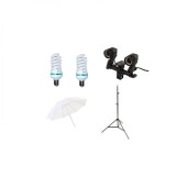 Cumpara ieftin Starter kit lumina continua cu 2 becuri si umbrela de difuzie 84cm