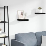 Raft perete suspendat vidaXL, negru lucios, 23x23.5x3.8 cm, MDF, montare invizibila, design modern