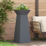 VidaXL Ghivece de grădină cu st&acirc;lp, set de 2 bucăți, cu bol antracit, dimensiuni 40x40x100 cm, din oțel.