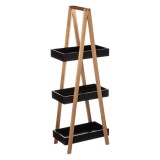 Etajera cu 3 rafturi 5Five Natureo, MDF si bambus, 30x18x82 cm, negru Household NewTrend