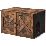 FEANDREA Cusca pentru pisici tip comoda, cu usi si perete despartitor, 80x53x50cm, maro cu negru Household NewTrend