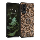 Husa Kwmobile pentru OnePlus Nord 2 5G, Lemn, Maro/Negru, 56448.08, Carcasa