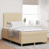 Cumpara ieftin Pat cu arcuri cu saltea cu headboard Crem 120 x 200 cm țesătură