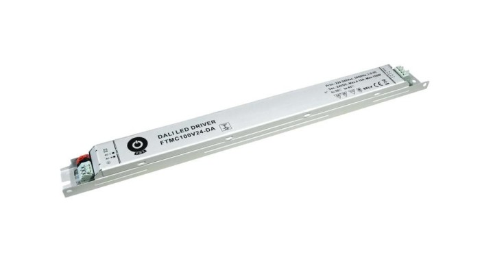 Sursă de alimentare POS FTMC100V12-DA, lampă LED 12V/8.33A CV cu reglare a intensității luminoase prin buton DALI, carcasă metalică liniară
