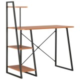 Birou cu Rafturi vidaXL Negru Maro 102x50x117cm Birou Calculator PC Statie Lucru Studiu Biblioteca Design Modern