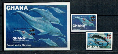 Ghana 1984 - Fauna marina, supratipar, serie+colita ndt neuzata foto