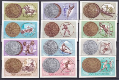 DB1 Olimpiada Tokyo 1964 Medalii Olimpice Ungaria 1965 12 v. NDT MNH foto