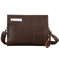 Geanta unisex, BUSY LDY&amp;GTM&reg; Pixel, piele naturala, slim, minimalista, maro