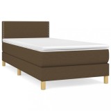 Cumpara ieftin Pat box spring cu saltea, maro inchis, 80x200 cm, textil