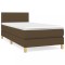 Pat box spring cu saltea, maro inchis, 80x200 cm, textil