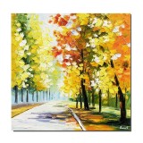 Tablou pictat manual hol, living, dormitor, Alee in parc, oaza de liniste, 50x50cm ulei pe panza in cutit efect 3D