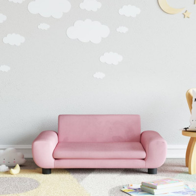 Canapea pentru copii, roz, 70x45x33 cm, catifea GartenMobel Dekor foto