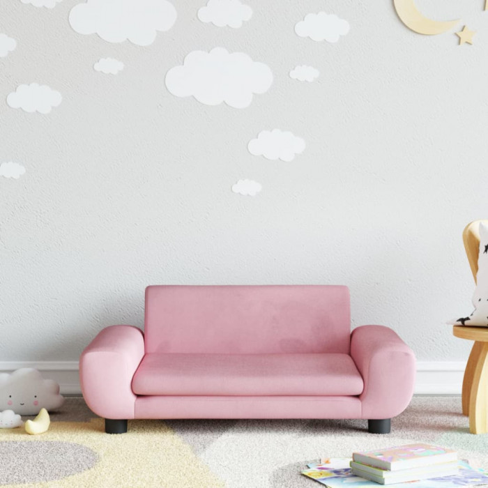 Canapea pentru copii, roz, 70x45x33 cm, catifea GartenMobel Dekor